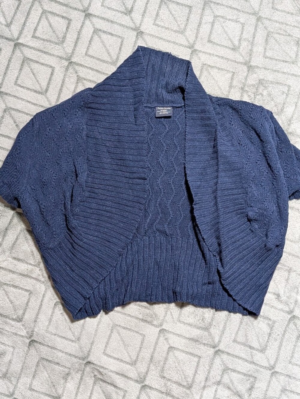 Faded Glory Navy Open-Front Knit Cropped Cardigan